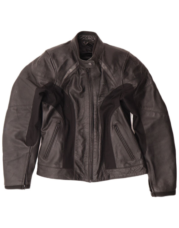 LEWIS Γυναικείο Δερμάτινο Μπουφάν Biker UK 18 XL Μαύρο Δερμάτινο
