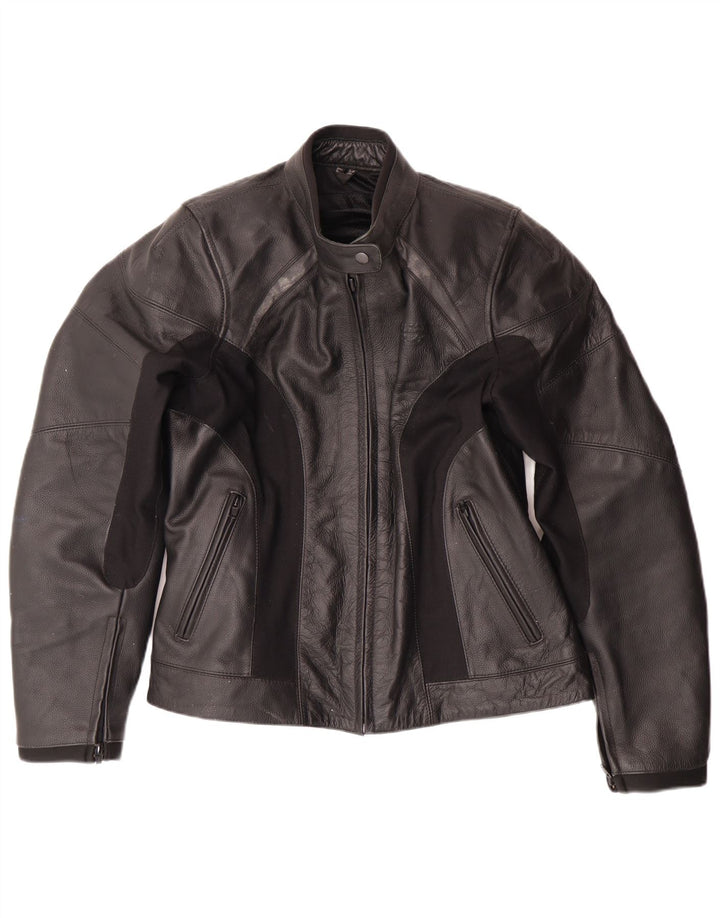 LEWIS Γυναικείο Δερμάτινο Μπουφάν Biker UK 18 XL Μαύρο Δερμάτινο