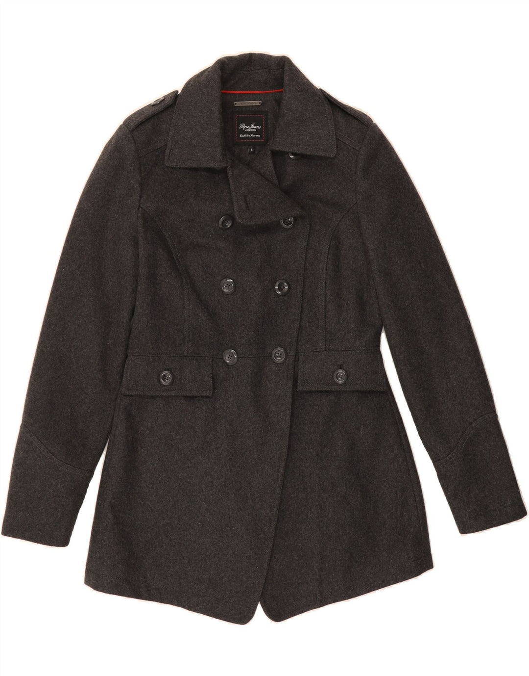 PEPE JEANS Womens Pea Coat UK 10 Small Grey Wool Vintage PEPE Jeans and Second-Hand PEPE Jeans from Messina Hembry 