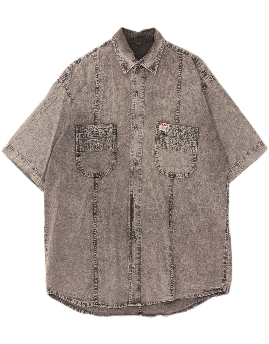 VINTAGE Mens Denim Shirt Large Grey