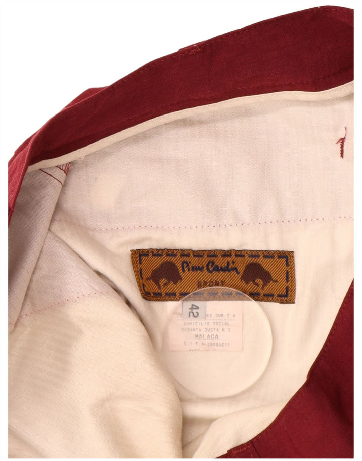 PIERRE CARDIN Γυναικείο σορτς chino IT 42 μεσαίο W30 βαμβακερό μπορντό