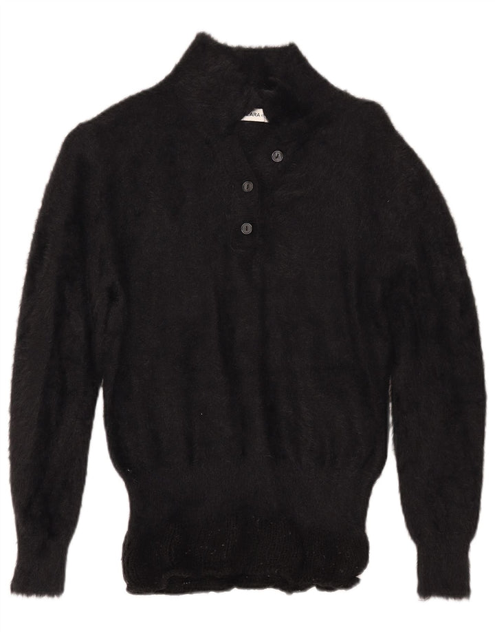 ZARA Γυναικείο πουλόβερ με λαιμόκοψη UK 14 Medium Μαύρο