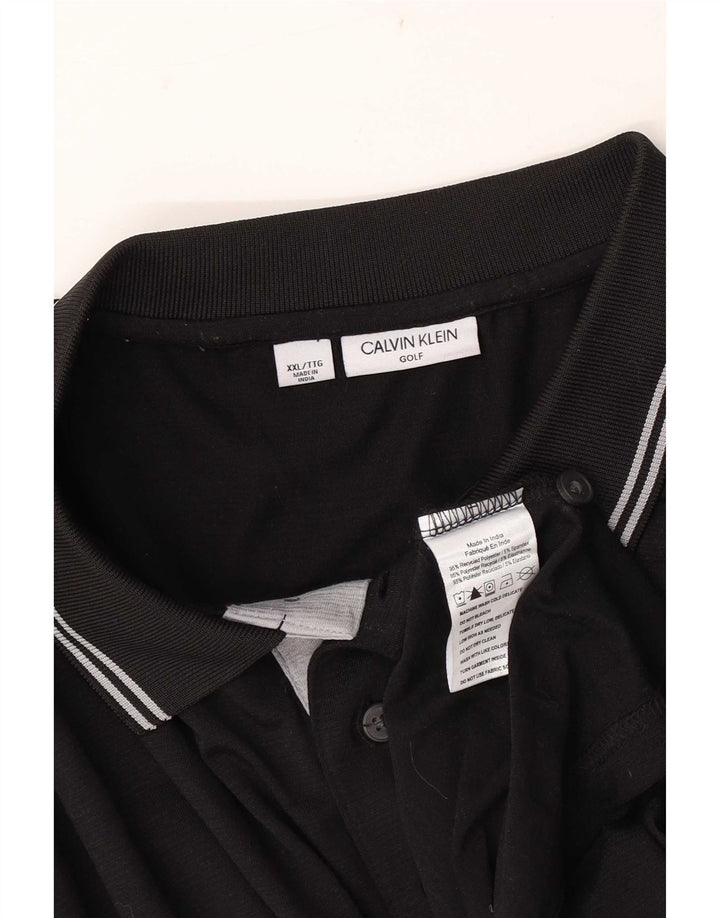 Calvin Klein Ανδρικό Πόλο Μπλουζάκι 2XL Μαύρο ριγέ πολυεστέρα