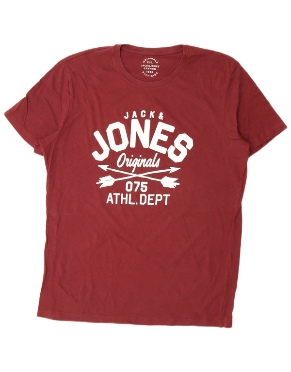 Jack & Jones Ανδρικό γραφικό T-Shirt Top XL Maroon Cotton