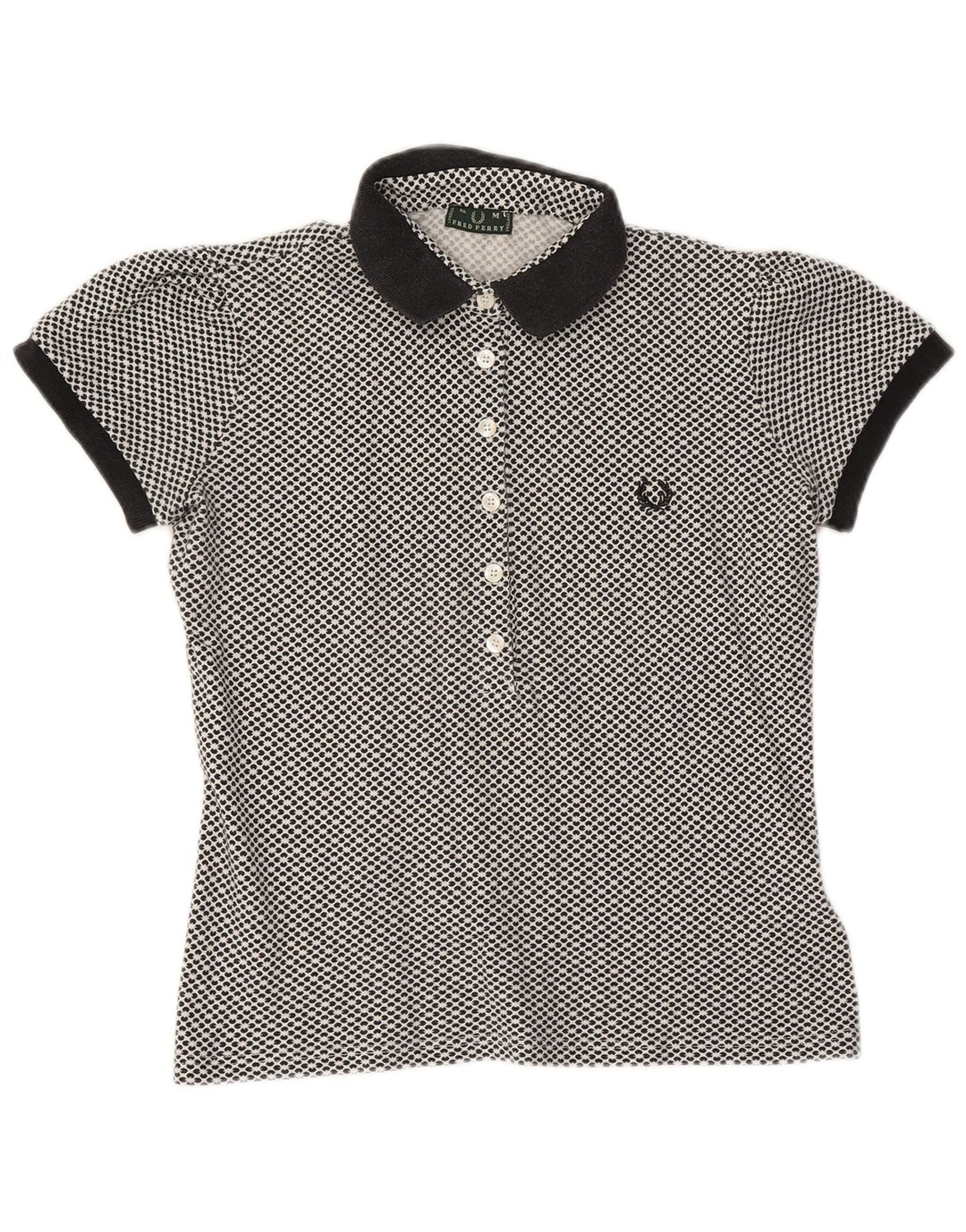 FRED PERRY Γυναικείο πουκάμισο πόλο UK 12 Medium Navy Blue Floral Βαμβακερό