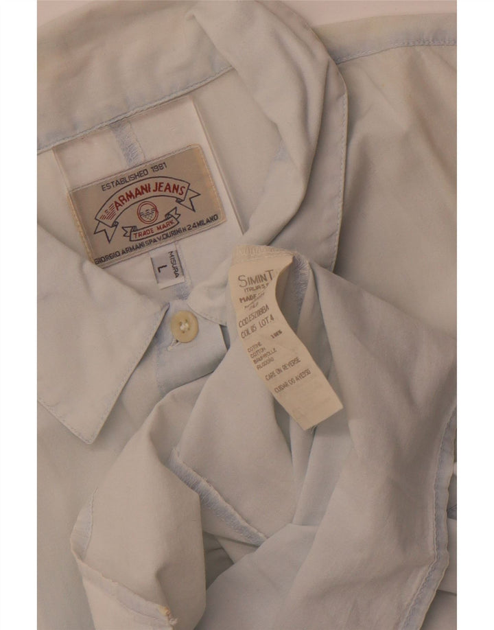 Armani Jeans Γυναικείο αμάνικο πουκάμισο UK 14 μεγάλο μπλε βαμβακερό