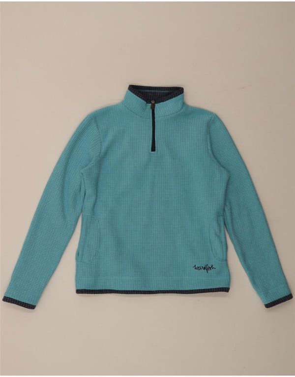 Weird Fish Womens Zip Neck Fleece Jumper UK 12 Medium Blue Polyester
