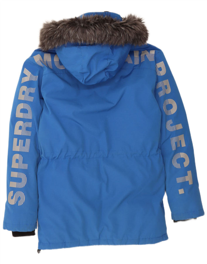 SUPERDRY Ανδρικό γραφικό παλτό με κουκούλα με επένδυση UK 36 Small Blue Nylon