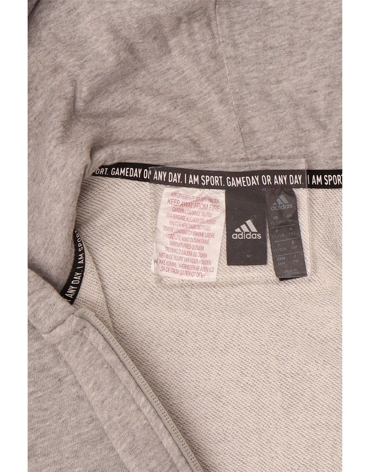 ADIDAS Boys Zip Hoodie πουλόβερ 11-12 ετών Γκρι