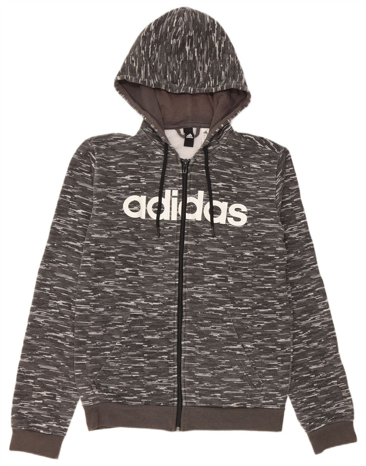 Ανδρικό πουλόβερ με κουκούλα με φερμουάρ Adidas Μικρό γκρι πολυεστέρα