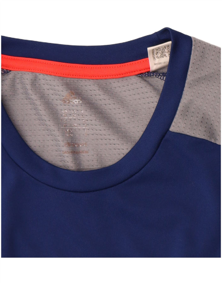 ADIDAS Mens Climacool T-Shirt Top Medium Navy Blue Colourblock Polyester