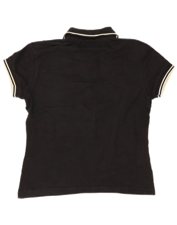 Lee Womens Crop Polo Shirt UK 14 Large μαύρο βαμβακερό