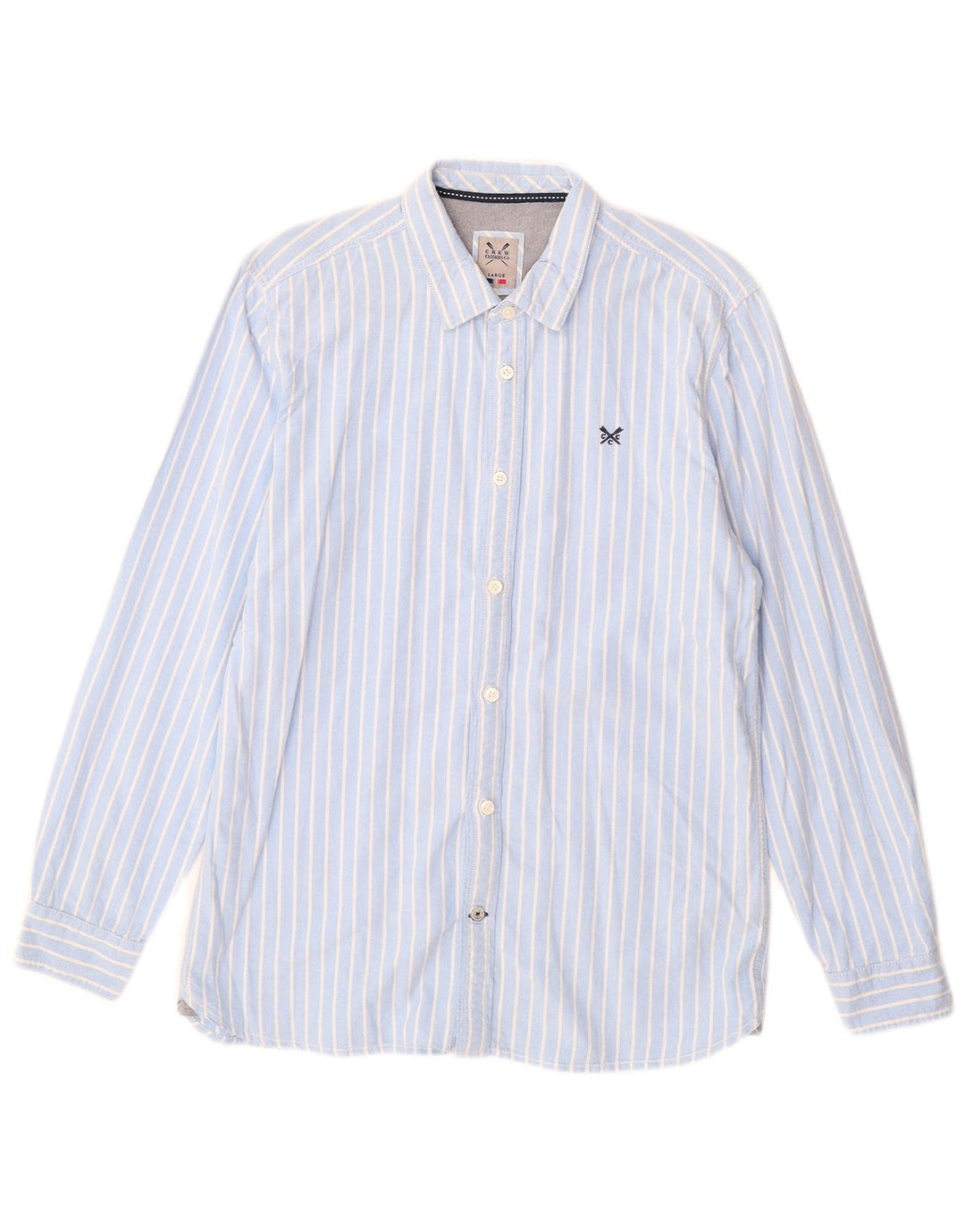 CREW CLOTHING Ανδρικό πουκάμισο μεγάλο μπλε ριγέ βαμβακερό