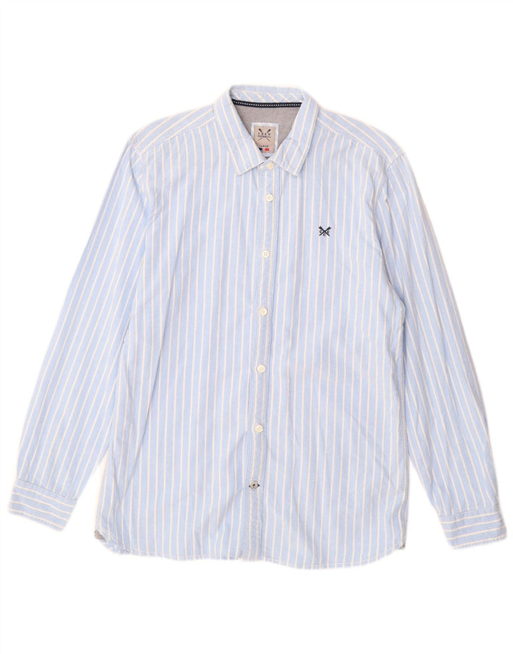 CREW CLOTHING Ανδρικό πουκάμισο μεγάλο μπλε ριγέ βαμβακερό