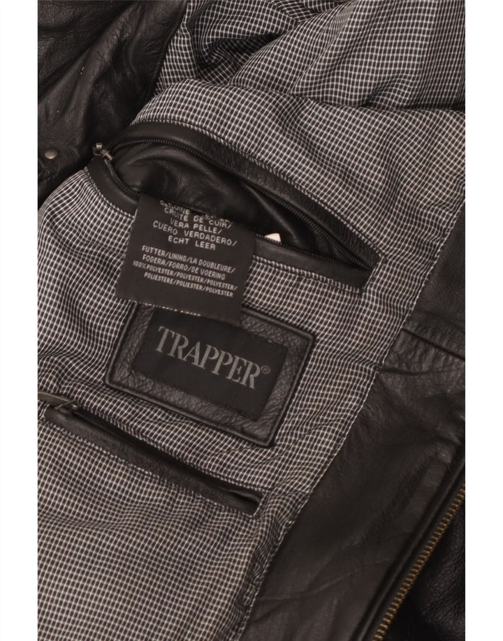 Trapper Ανδρικό Δερμάτινο Μπουφάν IT 50 Large Μαύρο Δερμάτινο