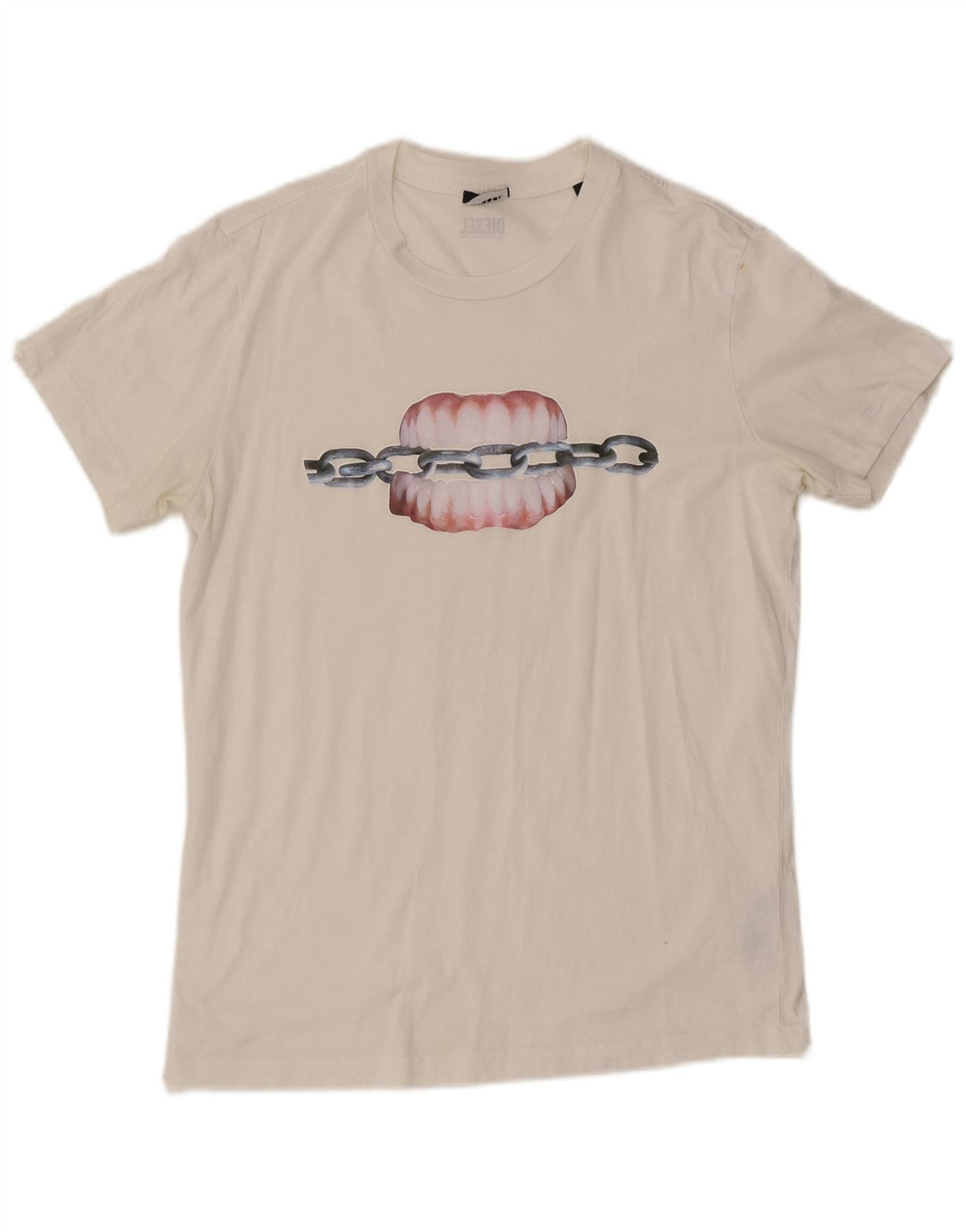 Ανδρικό γραφικό T-Shirt Diesel Top Μεσαίο λευκό βαμβακερό