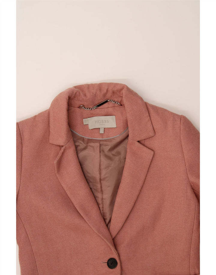 HOBBS Womens Longline 1 Button Blazer Jacket UK 8 Small Pink Polyester Vintage Hobbs and Second-Hand Hobbs from Messina Hembry 
