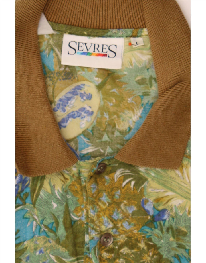 SEVRES Mens Polo Shirt Large Green Floral Vintage Sevres and Second-Hand Sevres from Messina Hembry 