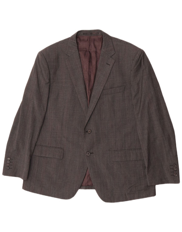Marks & Spencer Mens 2 Button Blazer Jacket UK 46 XL Grey Check Wool