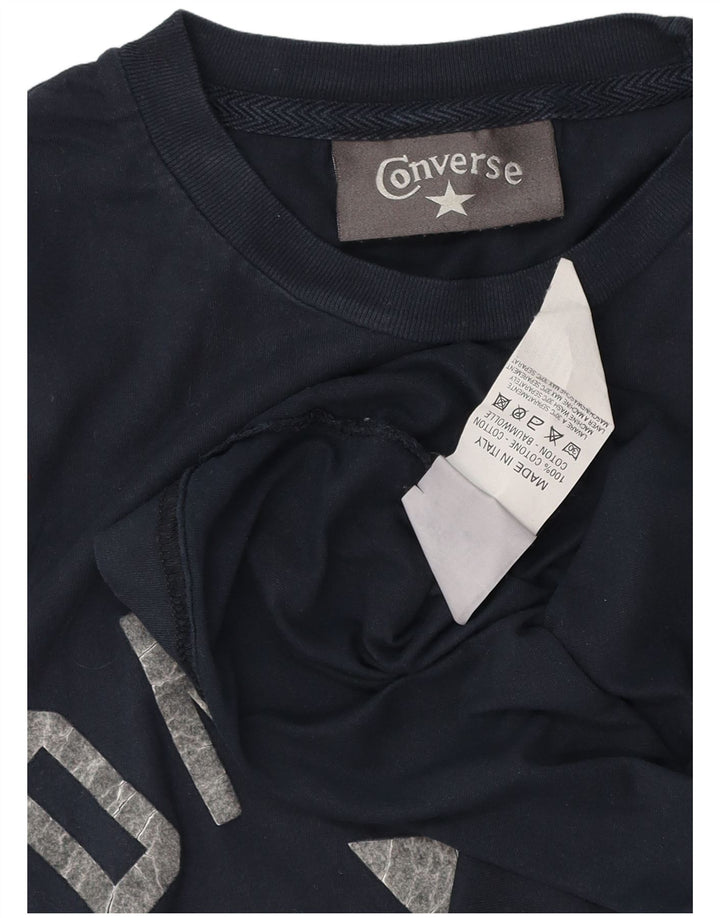 Ανδρικό γραφικό μπλουζάκι Converse Μικρό Βαμβακερό Navy Blue