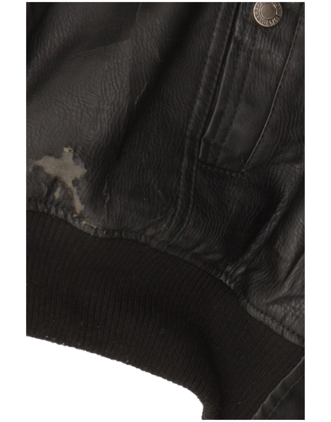 Πανομοιότυπο Ανδρικό Μοτοσικλέτα από Faux Leather Bomber Jacket UK 42 XL Μαύρο Πολυεστέρας