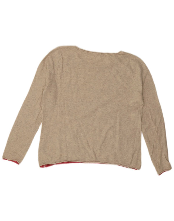 White Stuff Womens Crop Boat Neck Jumper Sweater UK 14 Large Beige Viscose