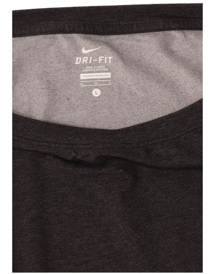 Nike γυναικείο Dri Fit Top μακρυμάνικο UK 16 Large Grey Flecked Polyester