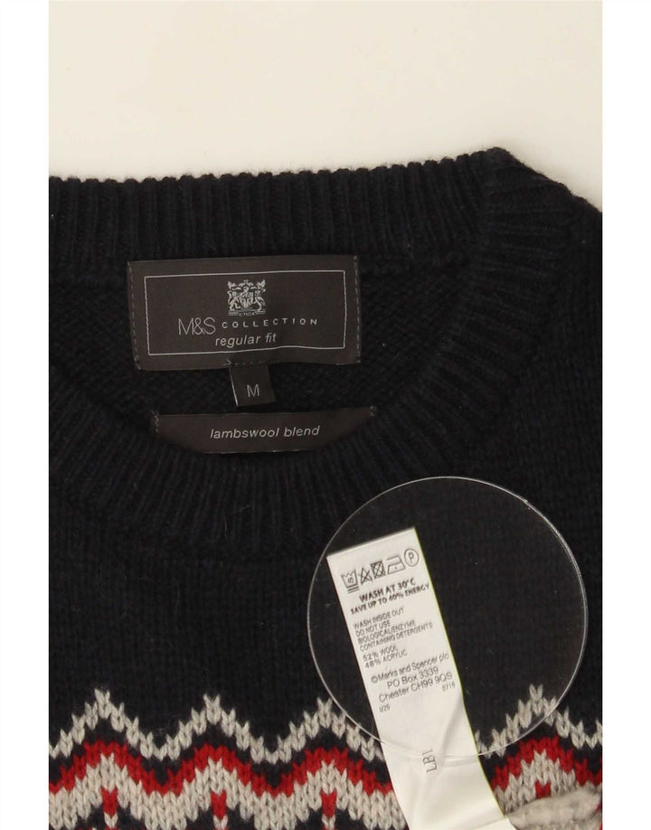 Ανδρικό πουλόβερ Marks & Spencer Crew Neck Jumper Medium Grey Fair Isle