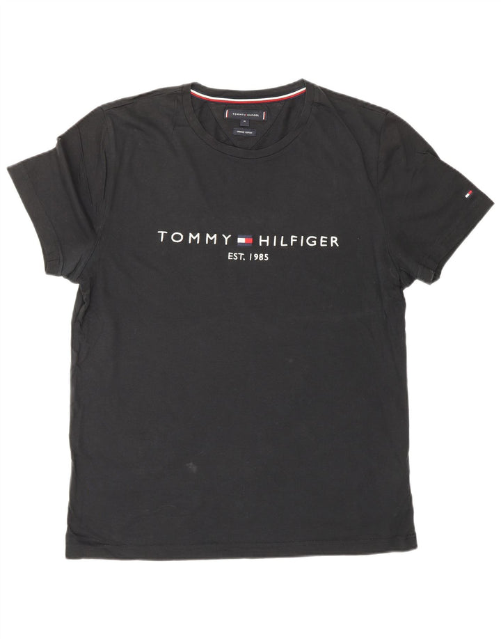 Ανδρικό γραφικό T-Shirt Tommy Hilfiger Top Μεσαίο μαύρο βαμβακερό