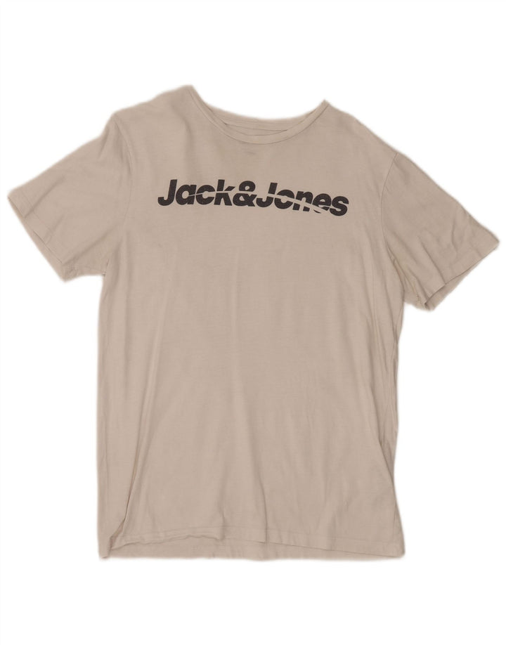 Jack & Jones Ανδρικό T-Shirt με κανονική εφαρμογή γραφικό μπλουζάκι από μεσαίο λευκό βαμβάκι