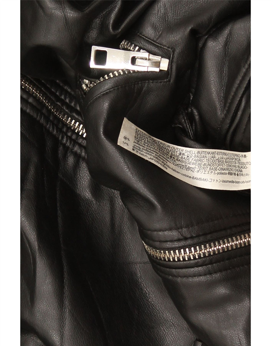 ZARA Γυναικείο Μπουφάν Biker από Faux Leather Oversized UK 10 Small Black