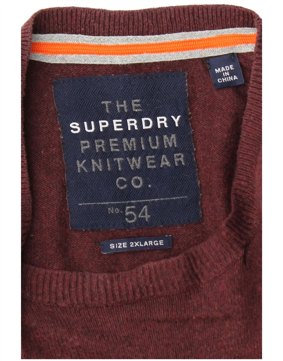 Ανδρικό πουλόβερ με λαιμόκοψη Superdry 2XL, βαμβακερό μπορντό