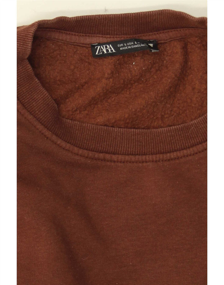 Zara Γυναικεία Φούτερ Jumper UK 16 Large Brown