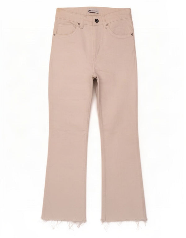 Zara Γυναικεία Crop Bootcut Jeans EU 38 Small W28 L26 Λευκό βαμβακερό