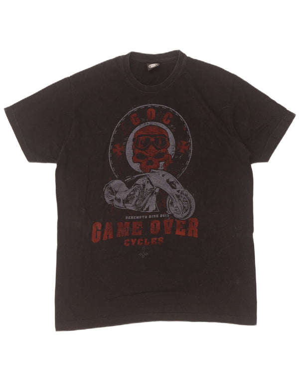 Vintage Ανδρικό γραφικό T-Shirt Top μεγάλο μαύρο βαμβακερό