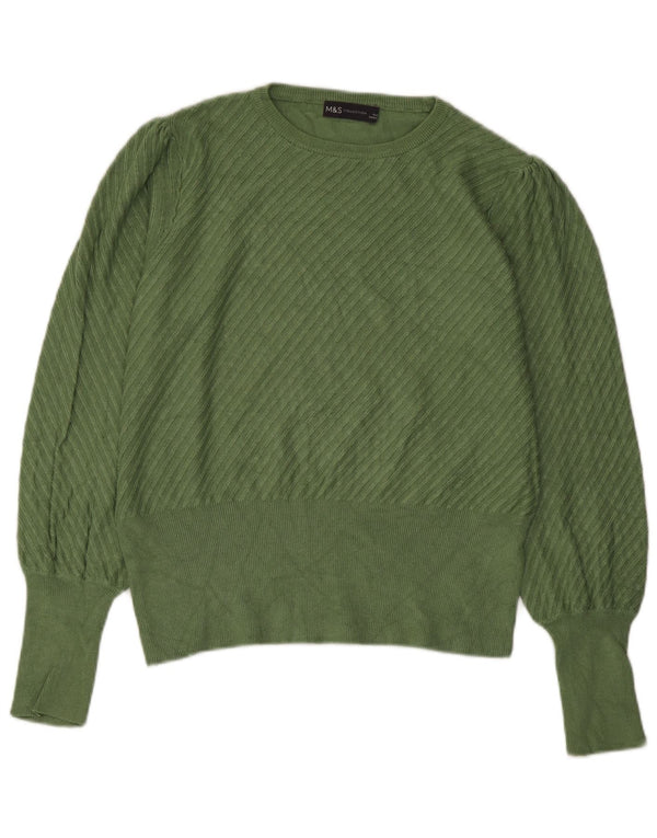 Marks & Spencer Γυναικείο Crop Boat Neck Jumper πουλόβερ UK 14 Medium Green