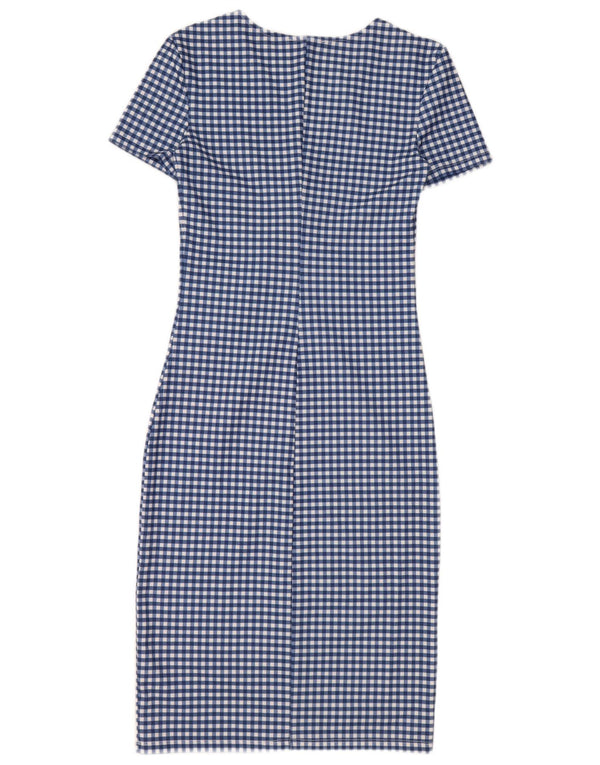 Zara Γυναικείο Bodycon Φόρεμα UK 8 Small Blue Gingham Polyester
