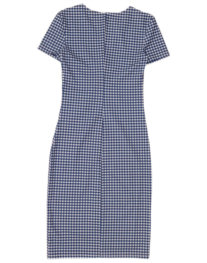 Zara Γυναικείο Bodycon Φόρεμα UK 8 Small Blue Gingham Polyester