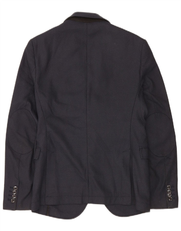 Zara Ανδρικό σακάκι μπλέιζερ με 2 κουμπιά EU 46 Small Navy Blue γεωμετρικός πολυεστέρας