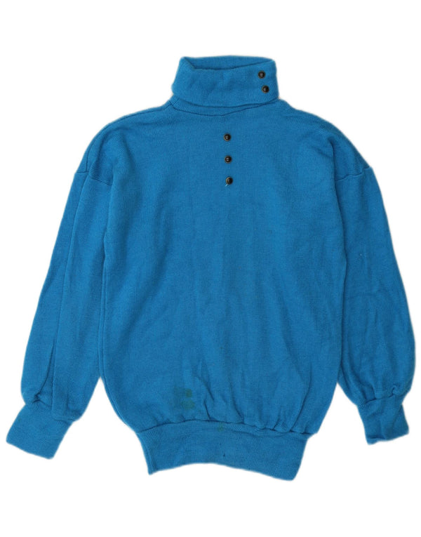 Vintage γυναικείο πουλόβερ με ρολό λαιμόκοψη UK 14 Medium Blue