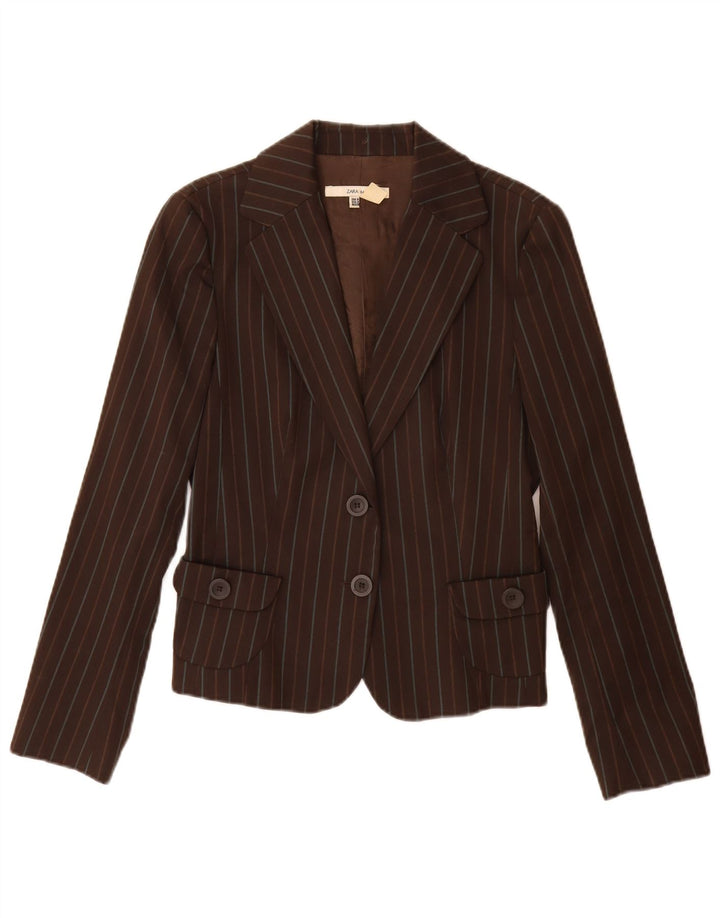 Zara γυναικείο μπουφάν blazer UK 12 μεσαίο καφέ ριγέ πολυεστέρα