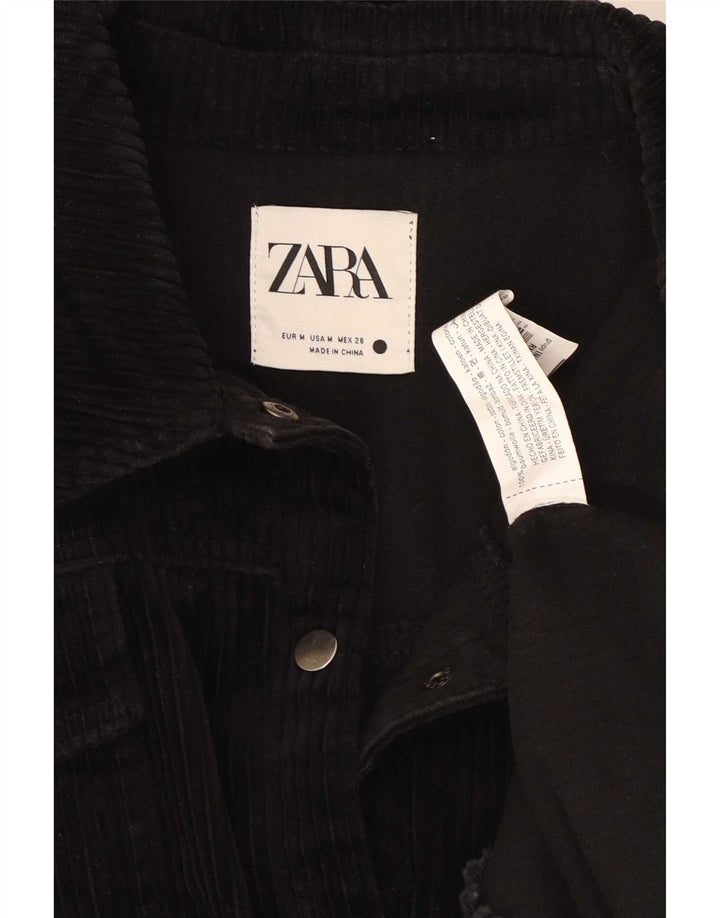 Zara Γυναικείο Κοτλέ Μπουφάν UK 14 Μεσαίο Μαύρο Βαμβακερό
