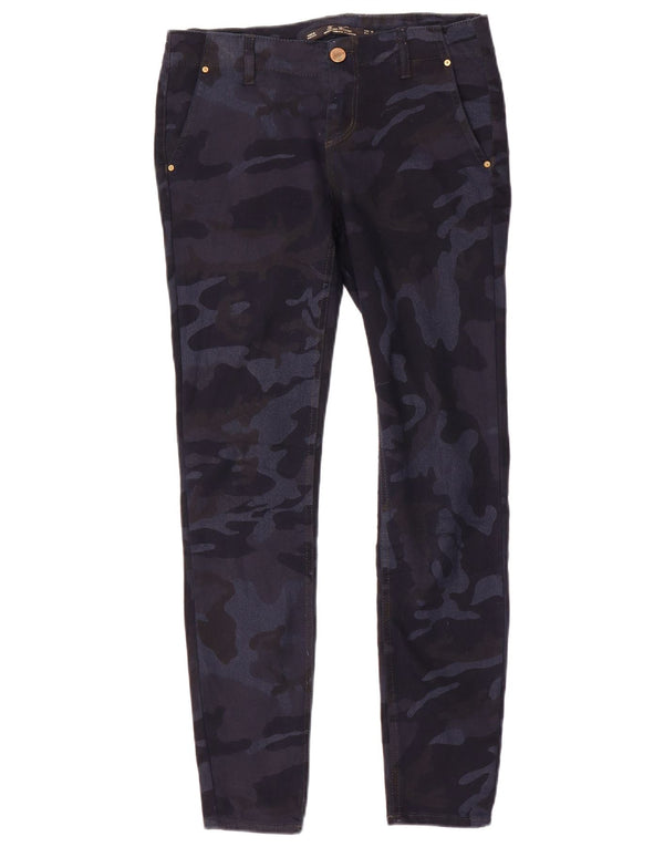 Zara Γυναικείο παντελόνι Chino με λεπτή εφαρμογή EU 36 XS W26 L28 Navy Blue Camouflage