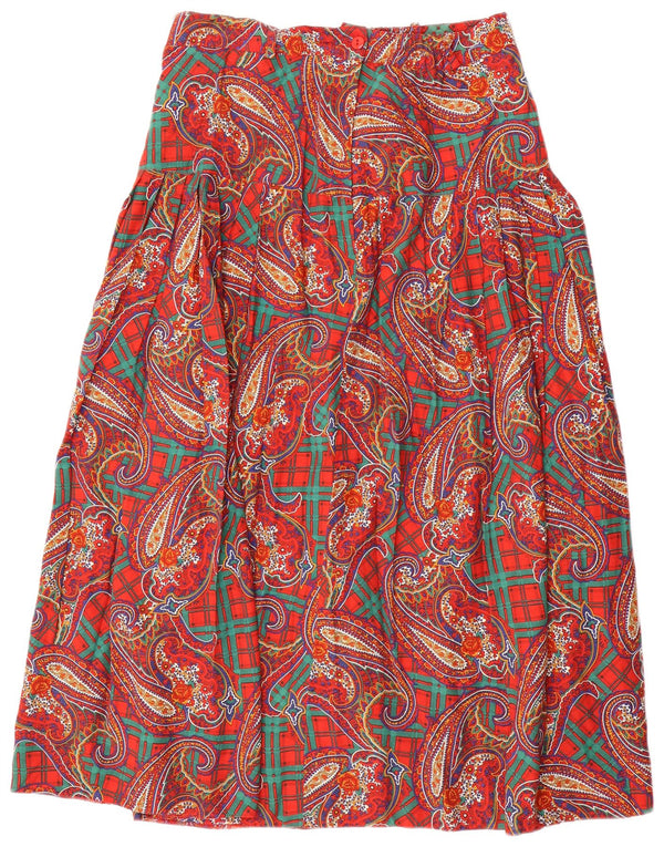 LIBRA Γυναικεία ψηλόμεση A-Line UK 14 μεγάλη φούστα W32 κόκκινο Paisley