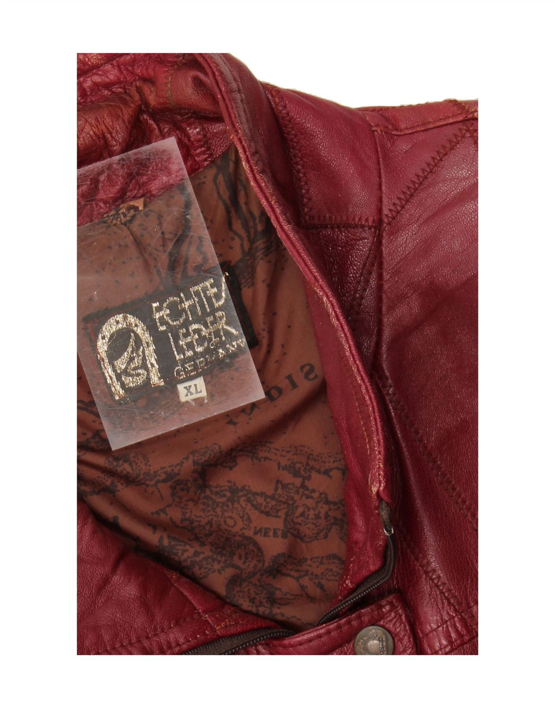 VINTAGE Womens Leather Coat UK 18 XL Maroon Leather Vintage Vintage and Second-Hand Vintage from Messina Hembry 