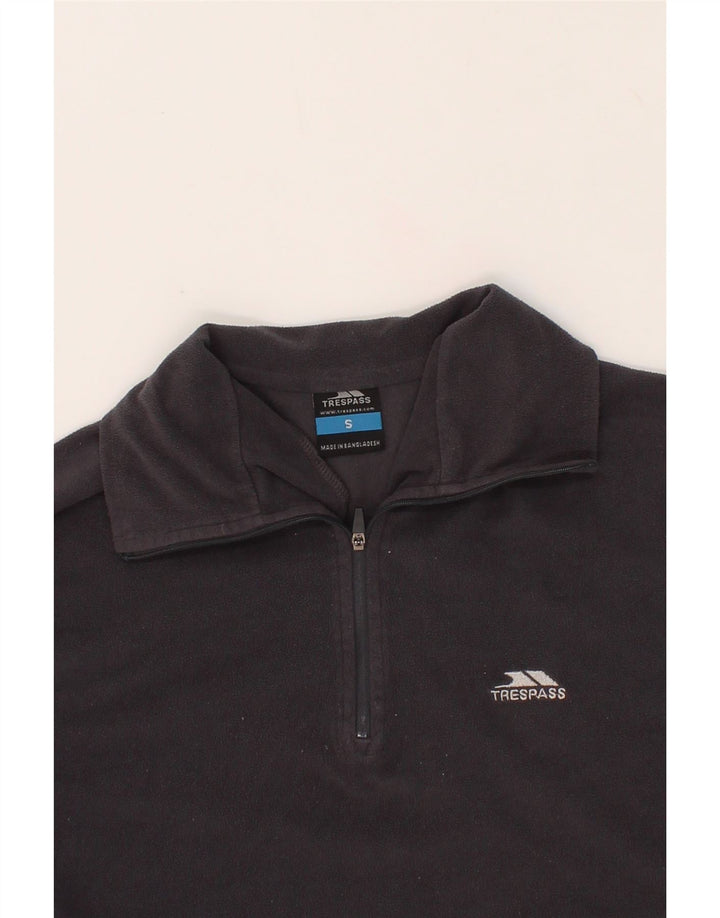 TRESPASS Mens Zip Neck Fleece Jumper Small Grey Polyester Vintage Trespass and Second-Hand Trespass from Messina Hembry 