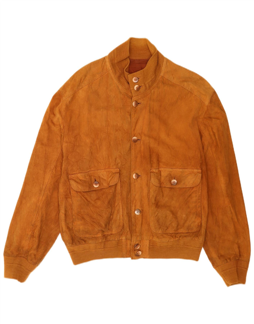 Vintage Ανδρικό Suede Bomber Jacket IT 52 XL Καφέ Δερμάτινο