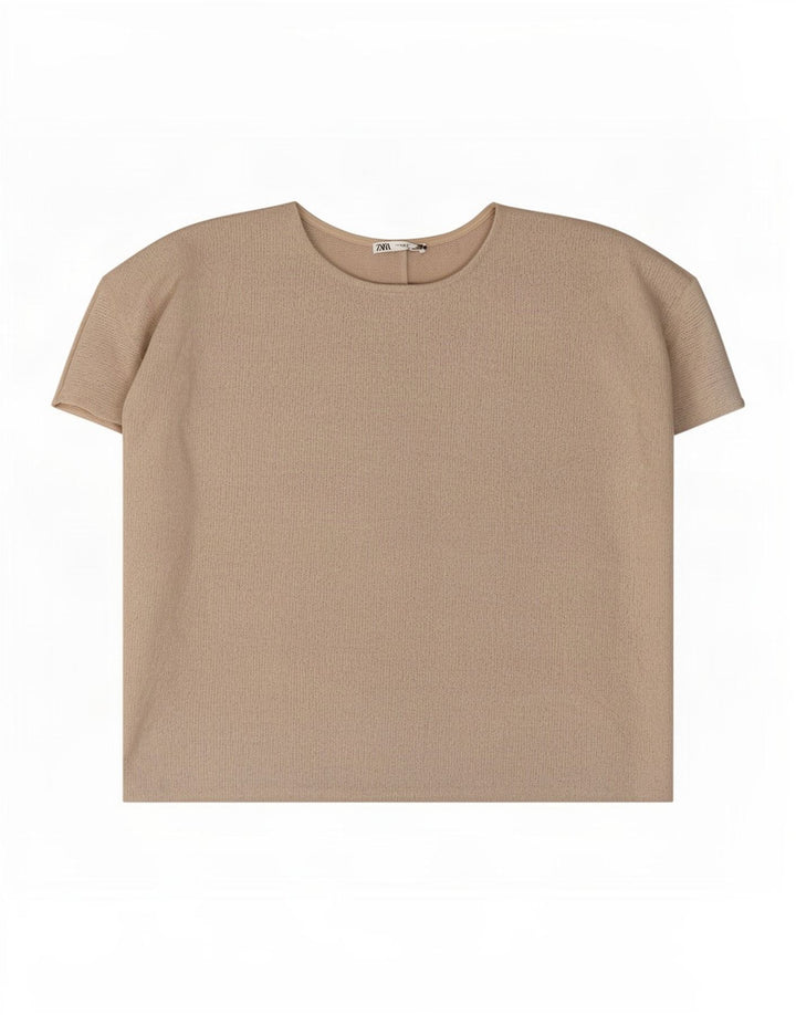 Zara Γυναικεία Μπλούζα Oversized Top UK 14 Medium Grey Viscose