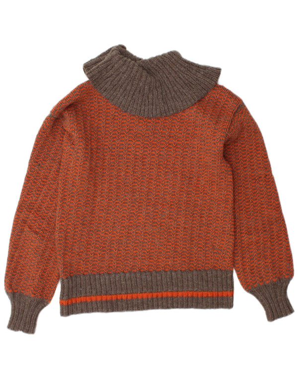VINTAGE Γυναικείο πουλόβερ με ρολό λαιμόκοψη UK 10 Small Orange Chevron
