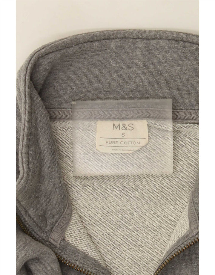 Marks & Spencer Ανδρικό φούτερ με φερμουάρ, τζάμπα, μικρό γκρι βαμβακερό